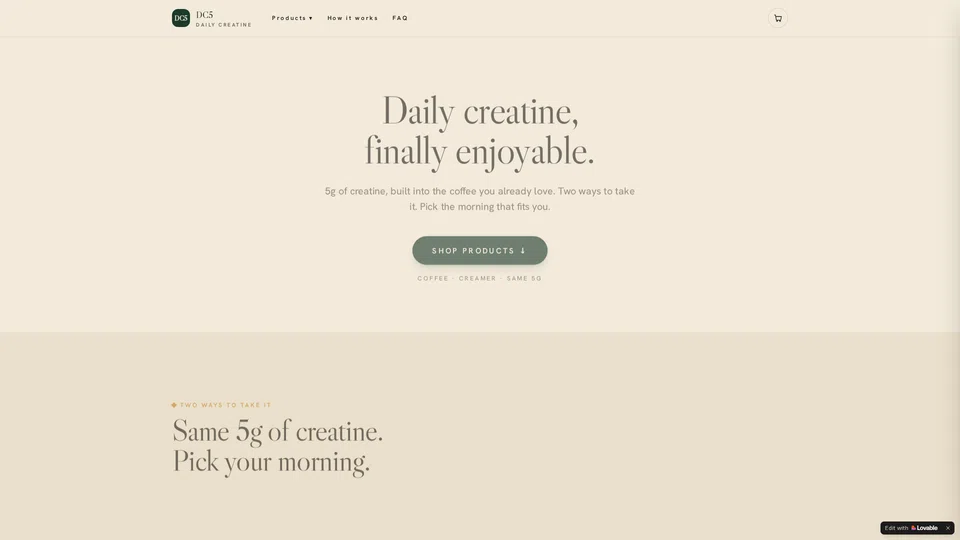 Homepage snapshot at launch