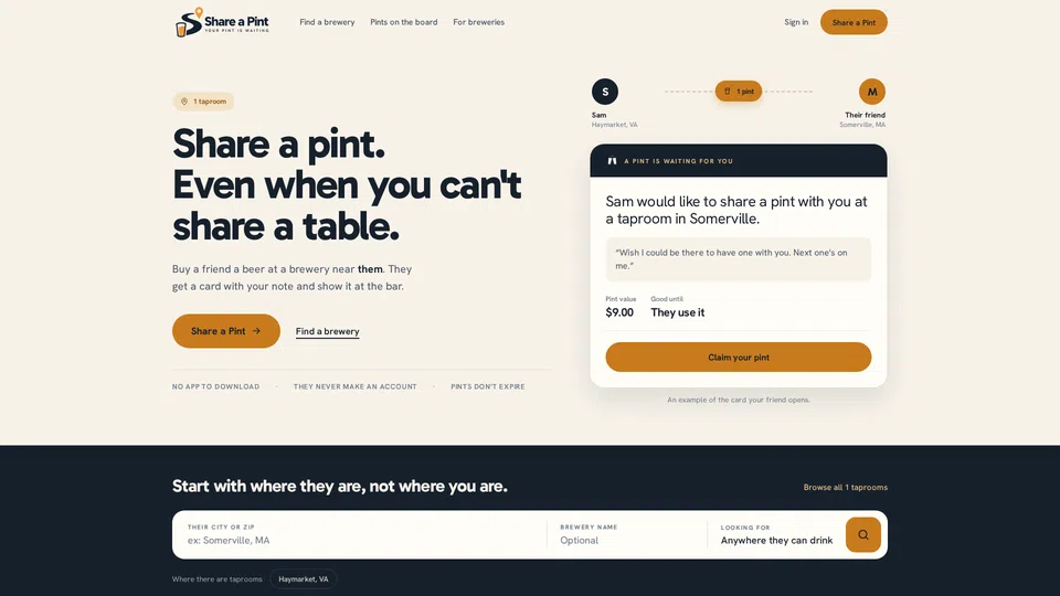 Homepage snapshot at launch