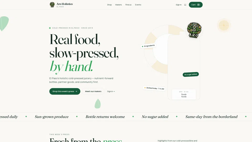 Homepage snapshot at launch