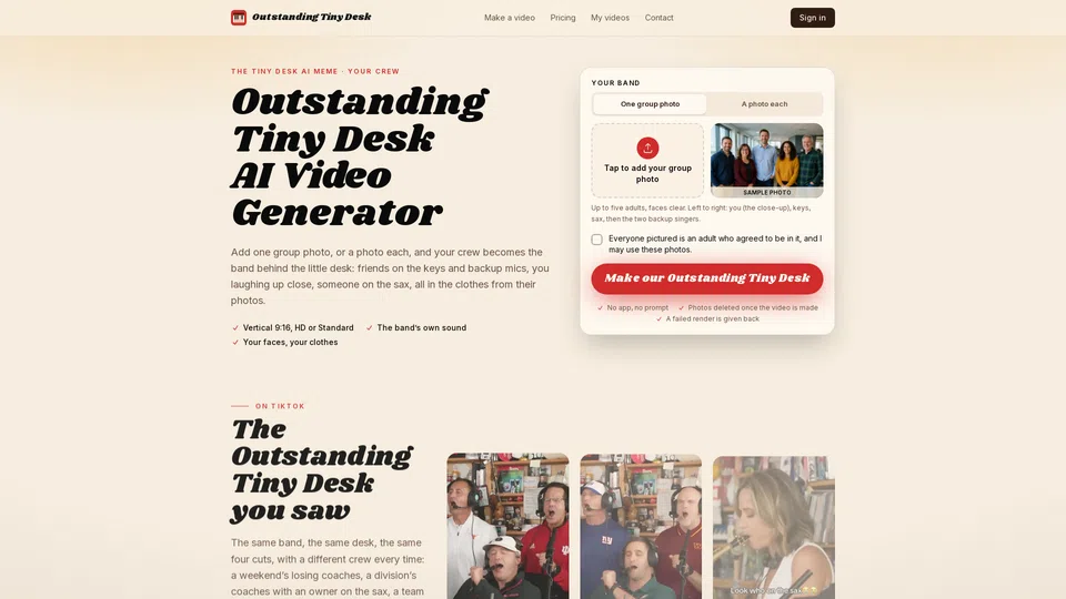Homepage snapshot at launch