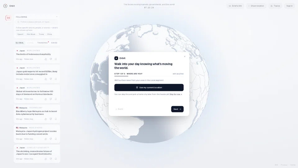 Homepage snapshot at launch