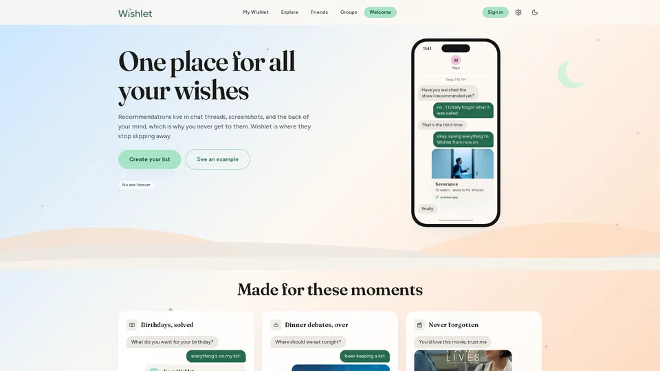 Homepage snapshot at launch