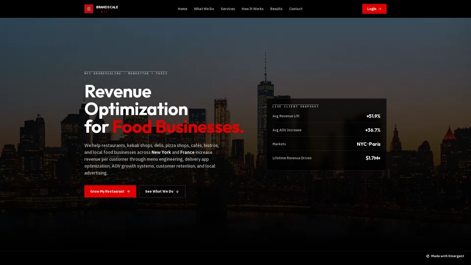 Homepage snapshot at launch