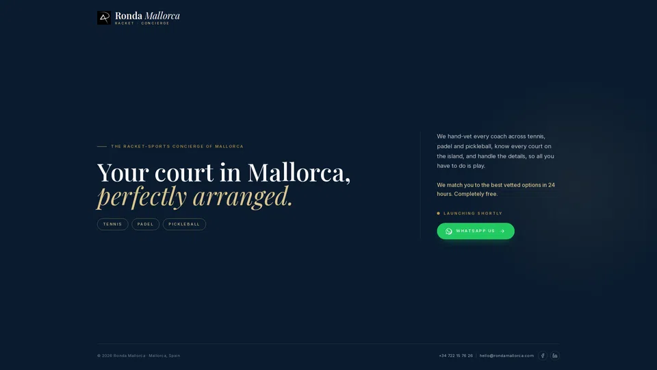 Homepage snapshot at launch