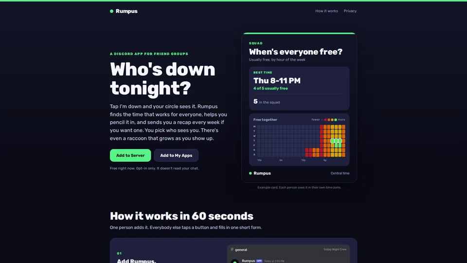 Homepage snapshot at launch