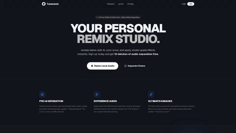 Homepage snapshot at launch