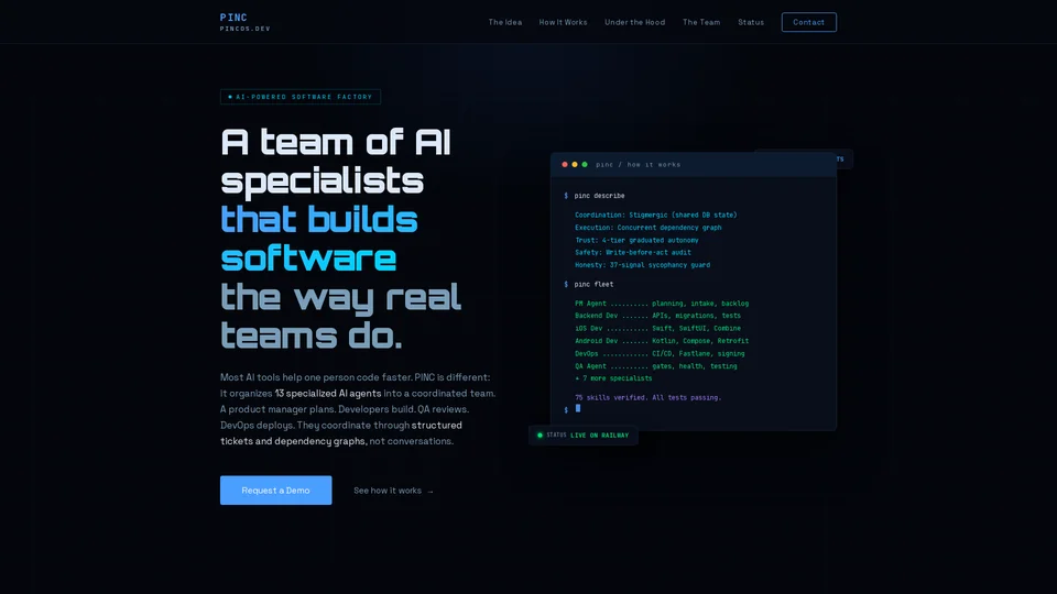 Homepage snapshot at launch