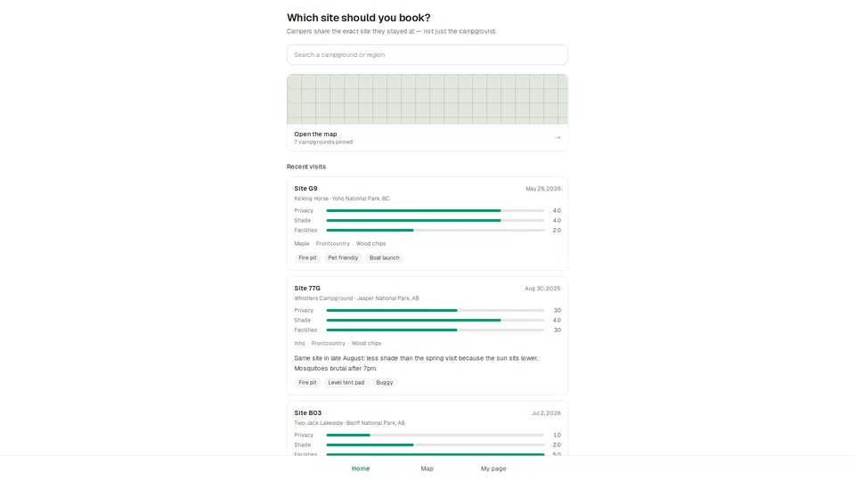 Homepage snapshot at launch