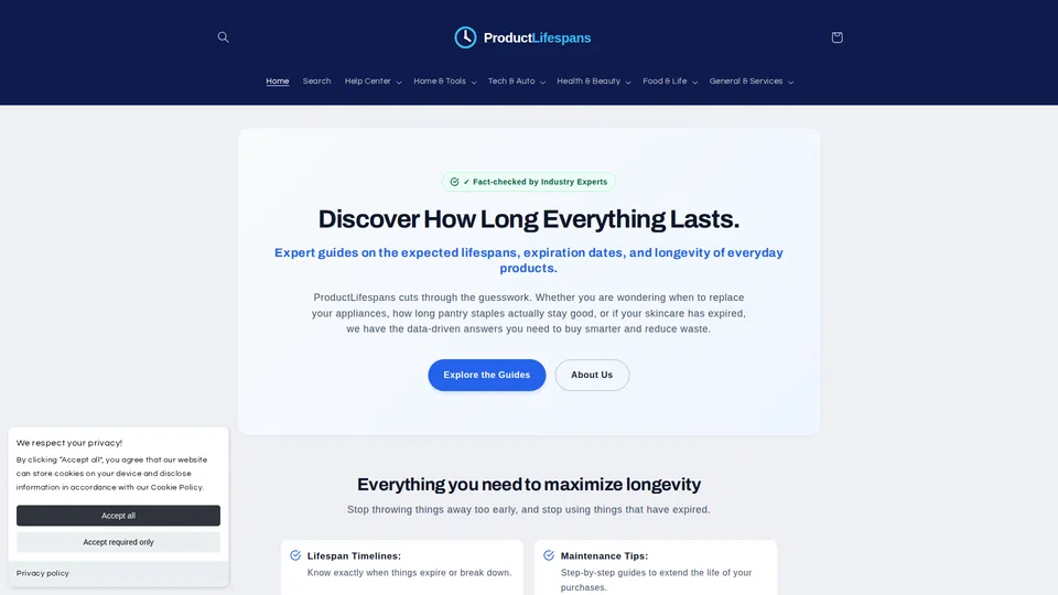 Homepage snapshot at launch