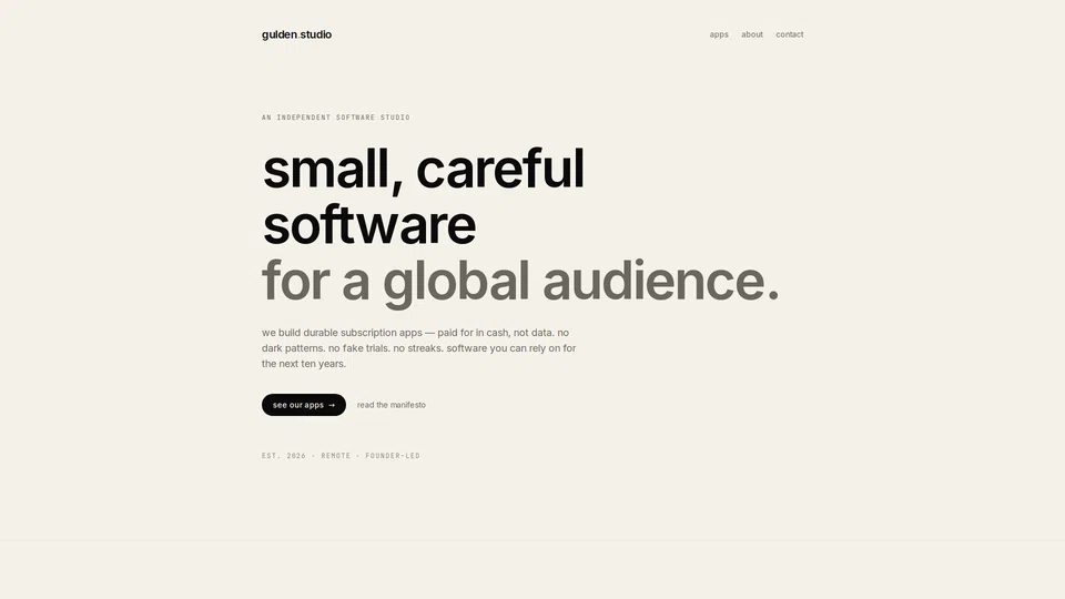 Homepage snapshot at launch