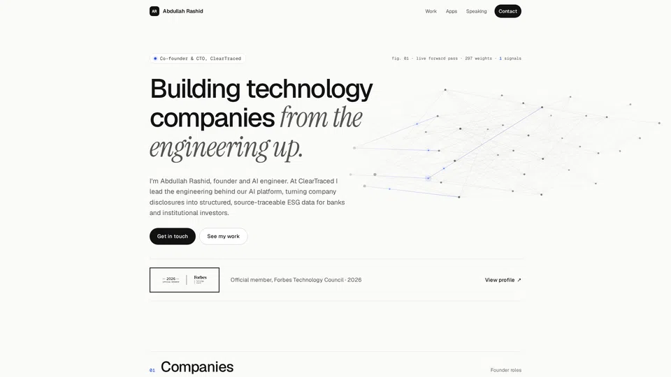 Homepage snapshot at launch