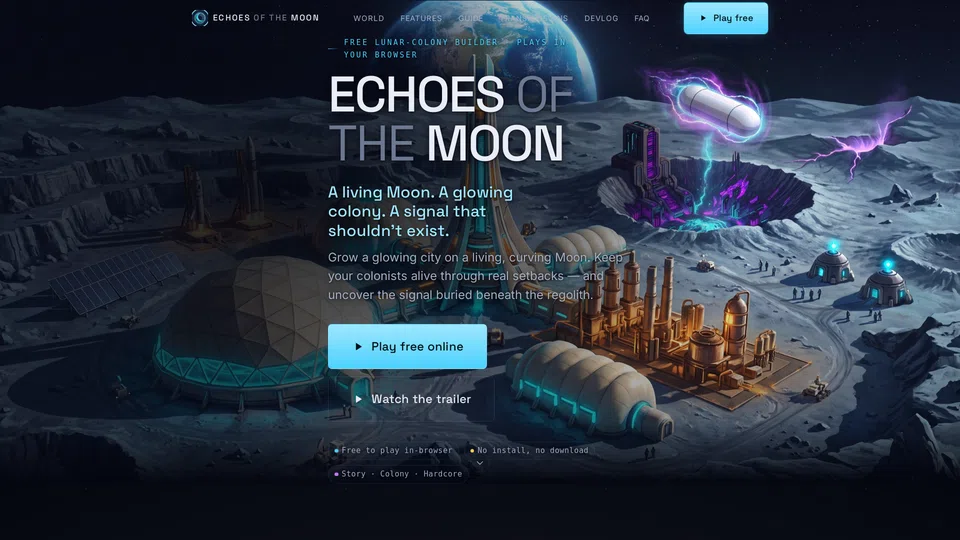 Homepage snapshot at launch