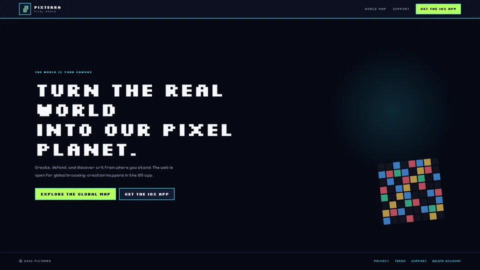 Homepage snapshot at launch