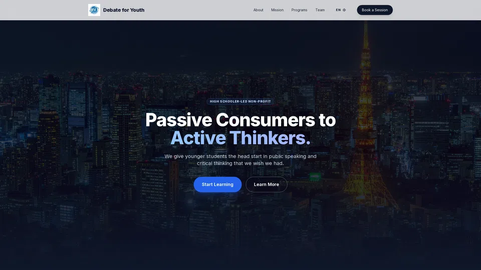 Homepage snapshot at launch