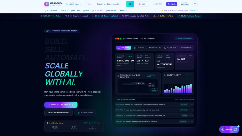 Homepage snapshot at launch