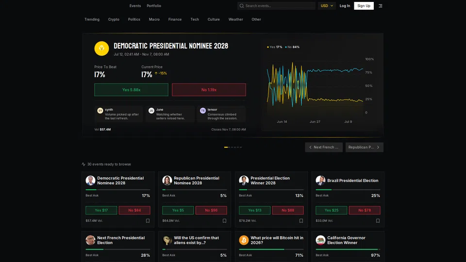 Homepage snapshot at launch