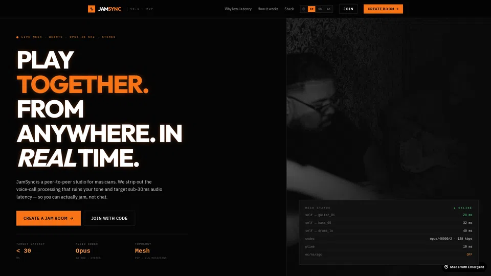 Homepage snapshot at launch