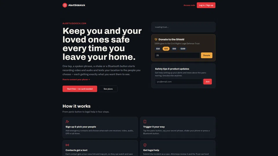 Homepage snapshot at launch