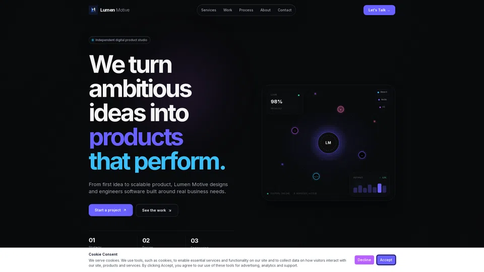 Homepage snapshot at launch