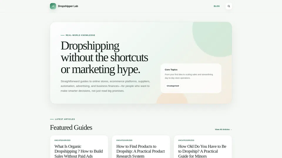 Homepage snapshot at launch