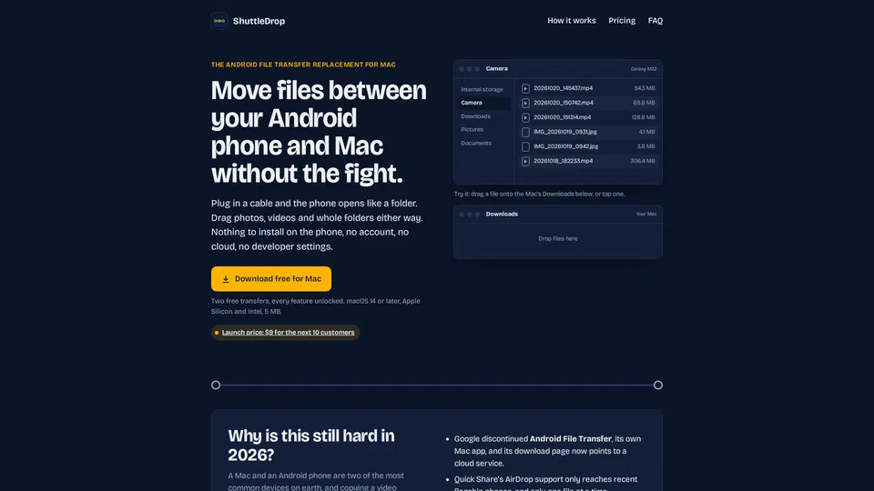 Homepage snapshot at launch