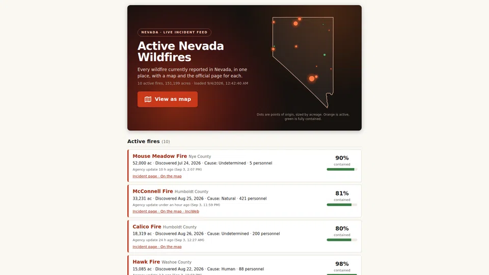 Homepage snapshot at launch