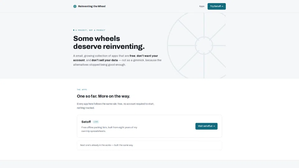 Homepage snapshot at launch