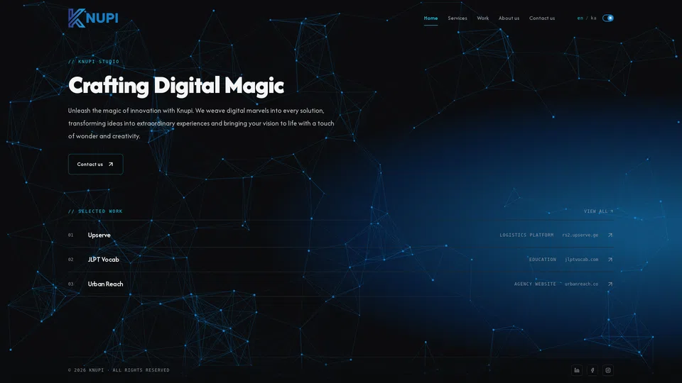 Homepage snapshot at launch