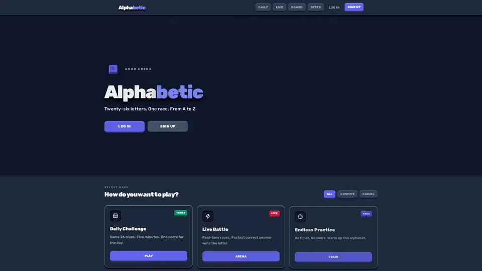 Homepage snapshot at launch