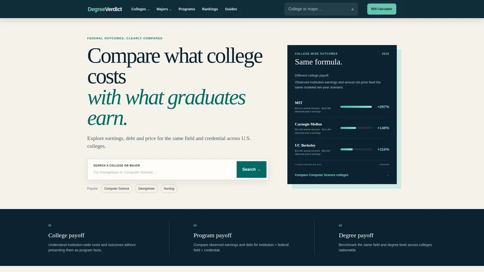 Homepage snapshot at launch