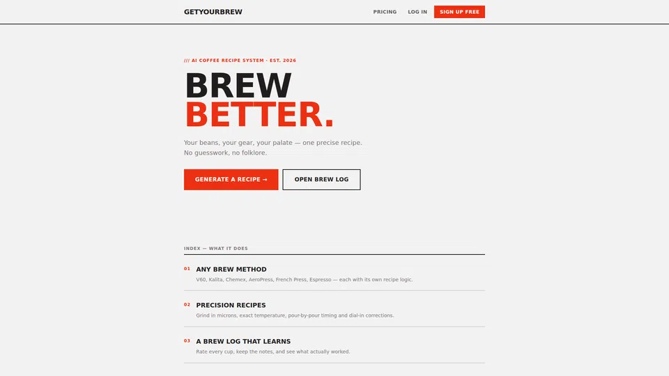 Homepage snapshot at launch