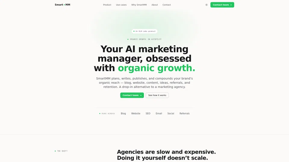 Homepage snapshot at launch