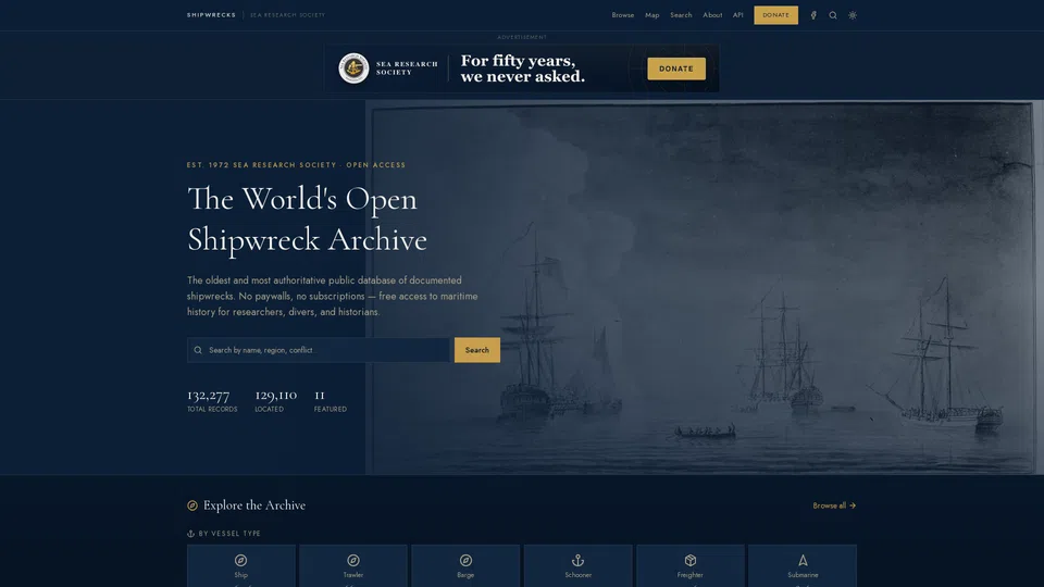 Homepage snapshot at launch