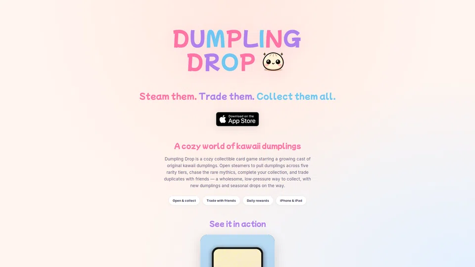 Homepage snapshot at launch