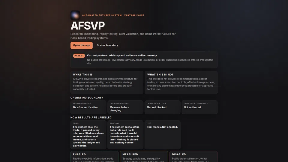 Homepage snapshot at launch