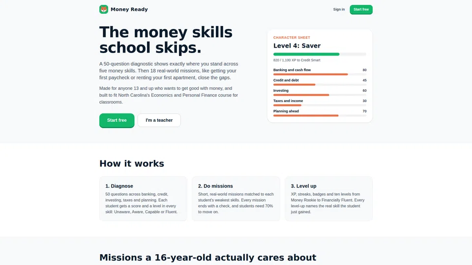 Homepage snapshot at launch
