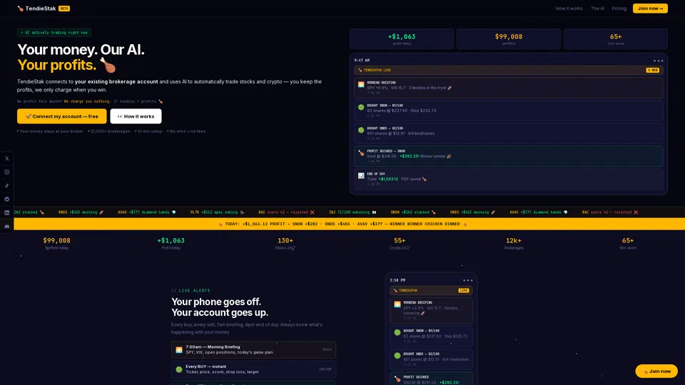 Homepage snapshot at launch