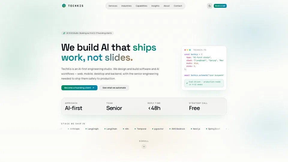 Homepage snapshot at launch