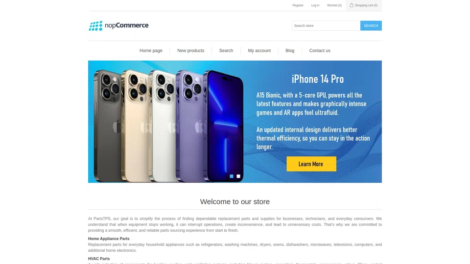 Homepage snapshot at launch