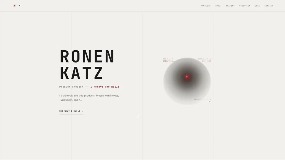 Homepage snapshot at launch