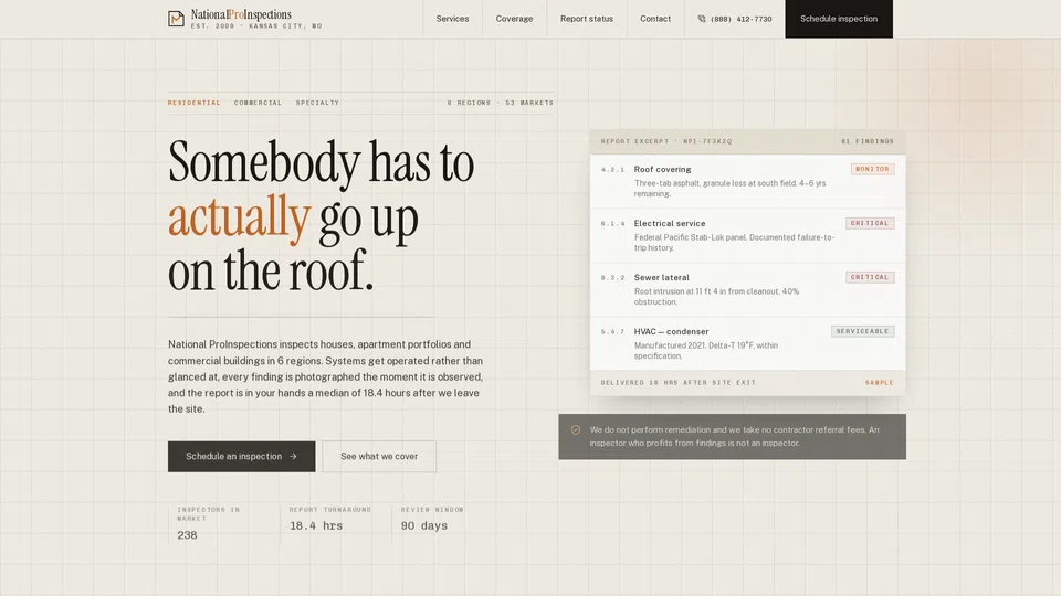 Homepage snapshot at launch