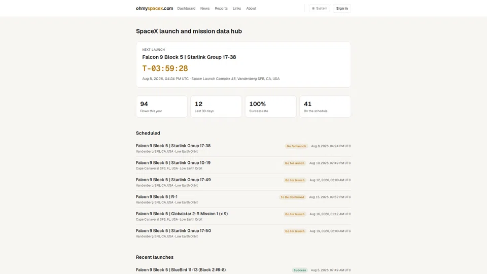 Homepage snapshot at launch