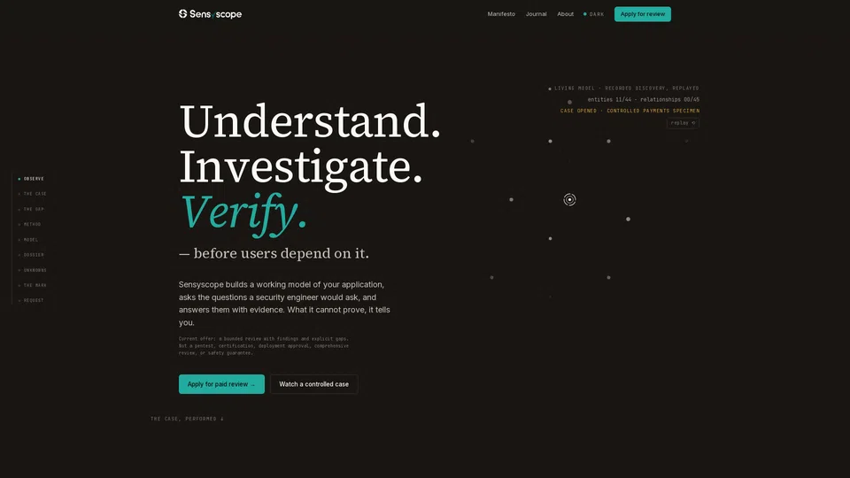 Homepage snapshot at launch