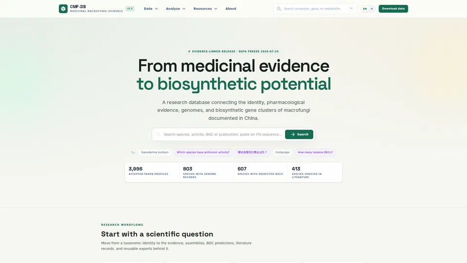 Homepage snapshot at launch