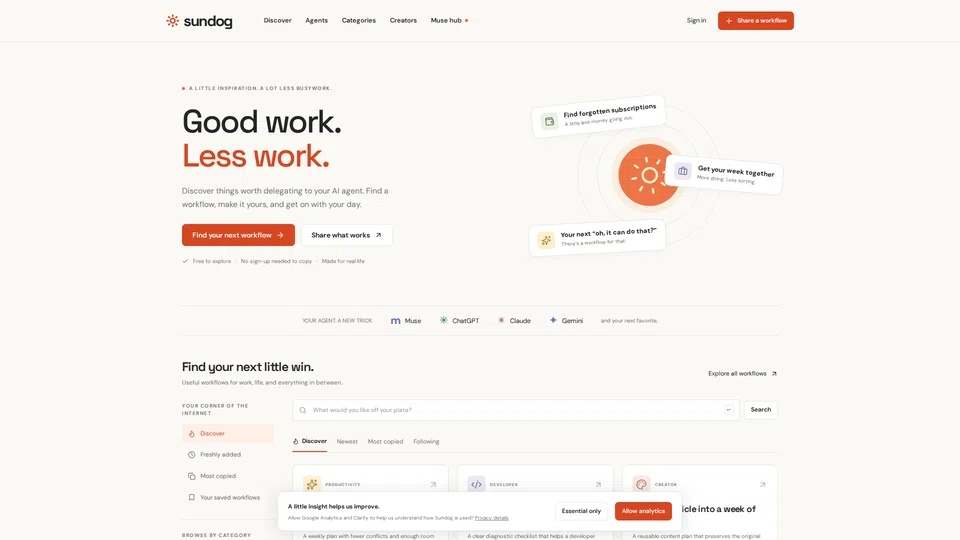Homepage snapshot at launch