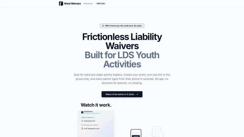 Homepage snapshot at launch