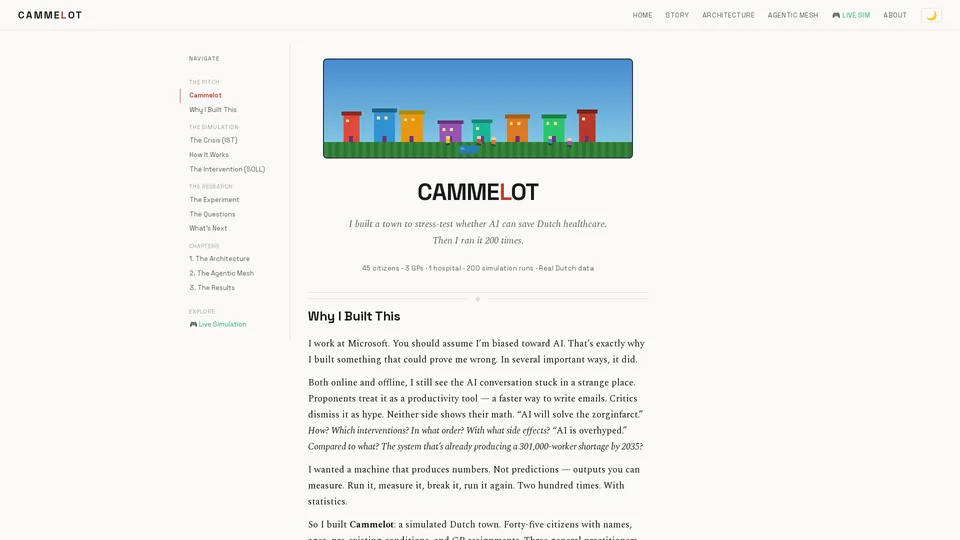 Homepage snapshot at launch