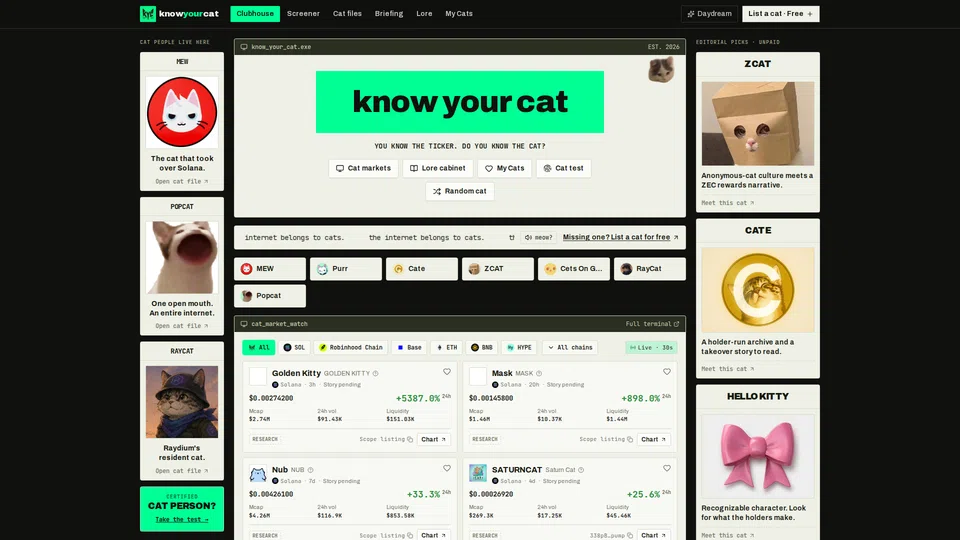 Homepage snapshot at launch