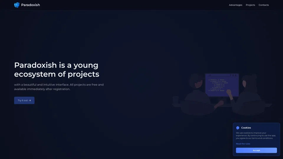 Homepage snapshot at launch