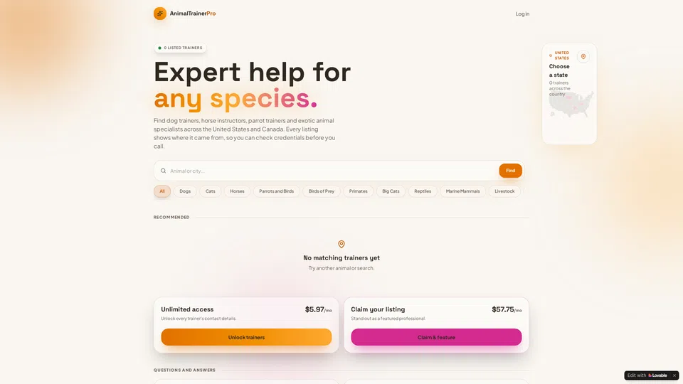 Homepage snapshot at launch